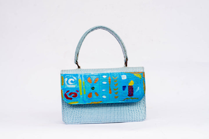 Blue Painted Mini Hand Bag